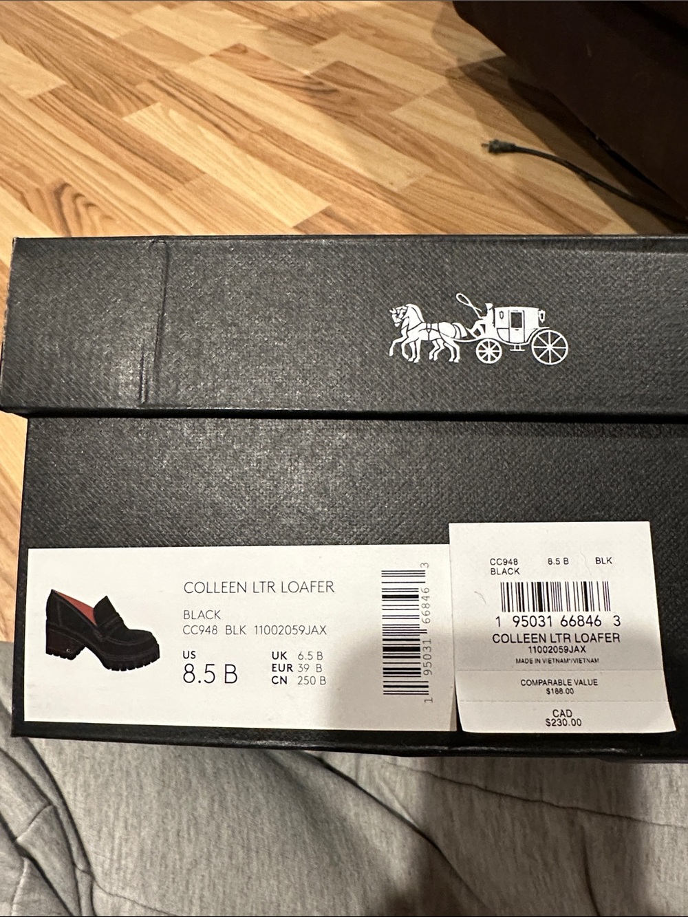 Coach Black Leather Lug Sole Block Heel Loafers - Picture 7 of 8